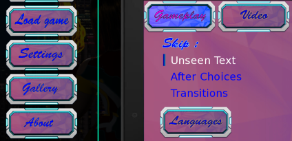 Screenshot of part of setting menu